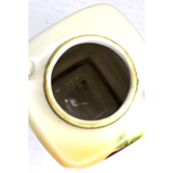 Vtg Nippon Hand-Painted Floral Vase with Handles Square Shape Unique Design - Picture 7 of 11